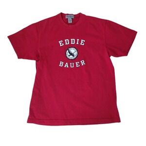 EDDIE BAUER T Shirt‎ Men S Barn Red Basic Logo Graphic Crew Neck Short Sleeves